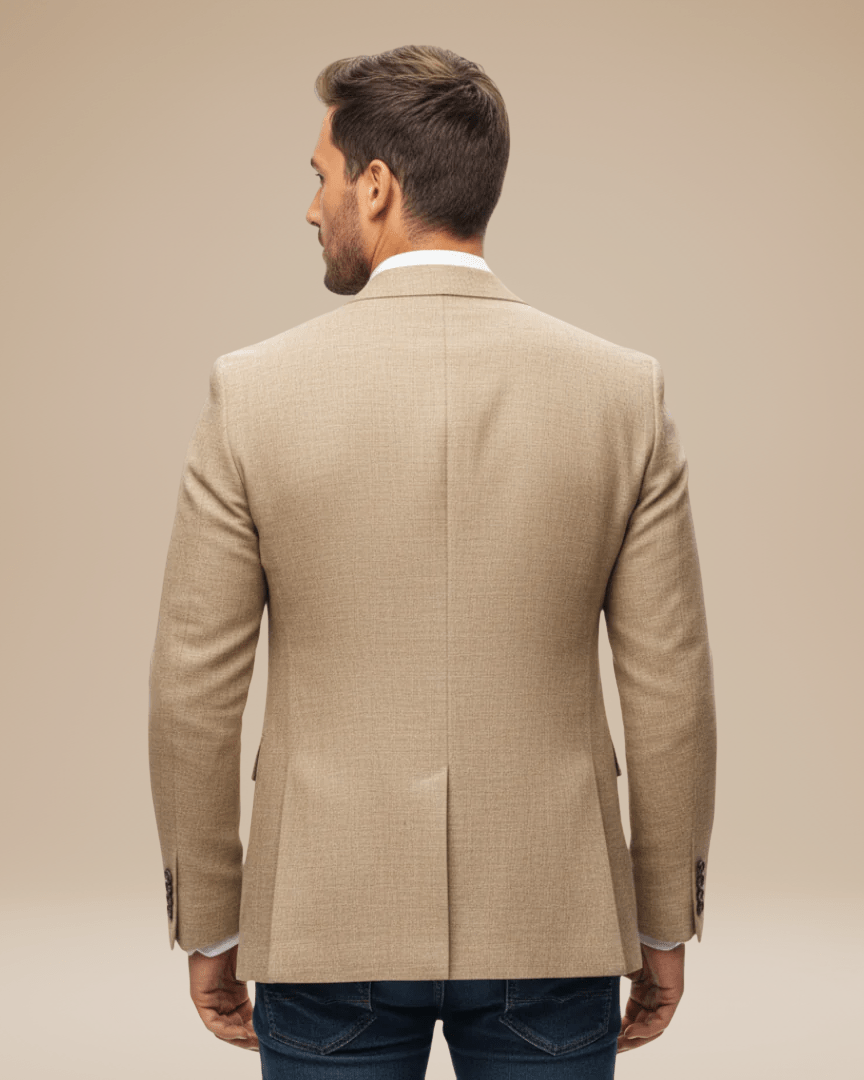 Men's slim blazer jacket featuring classic lapels, perfect for both formal and casual occasions, designed for a tailored fit and stylish appearance. 2