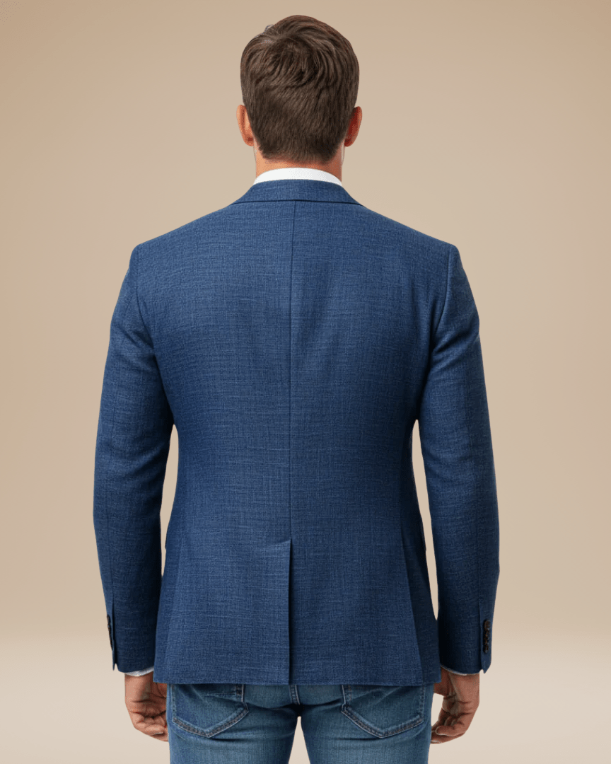 Men's slim blazer jacket featuring classic lapels, perfect for both formal and casual occasions, designed for a tailored fit and stylish appearance. 4