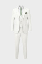 Men's slim fit three piece suit in charcoal gray, featuring a tailored jacket, matching vest, and trousers, ideal for weddings and formal occasions, showcasing 1