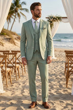 Men's slim fit three piece suit in charcoal gray, featuring a tailored jacket, matching vest, and trousers, ideal for weddings and formal occasions, showcasing 12