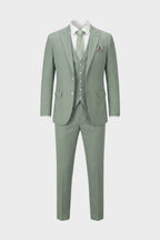 Men's slim fit three piece suit in charcoal gray, featuring a tailored jacket, matching vest, and trousers, ideal for weddings and formal occasions, showcasing 4