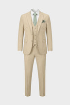 Men's slim fit three piece suit in charcoal gray, featuring a tailored jacket, matching vest, and trousers, ideal for weddings and formal occasions, showcasing 6