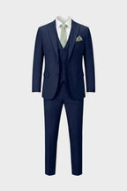 Men's slim fit three piece suit in charcoal gray, featuring a tailored jacket, matching vest, and trousers, ideal for weddings and formal occasions, showcasing 8