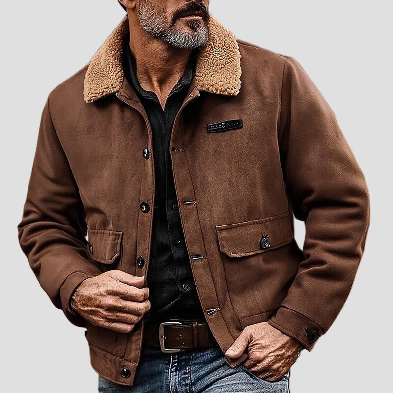 Men's Suede Sherpa Collar Jacket