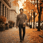 Men's Wool Blend Coat With Notch Lapel