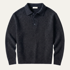 Knit polo collar sweater in dark grey