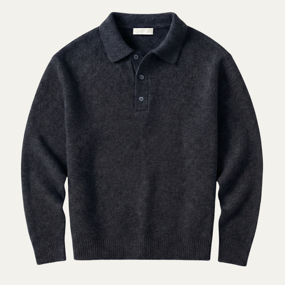 Knit polo collar sweater in dark grey