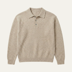 Knit polo collar sweater in khaki