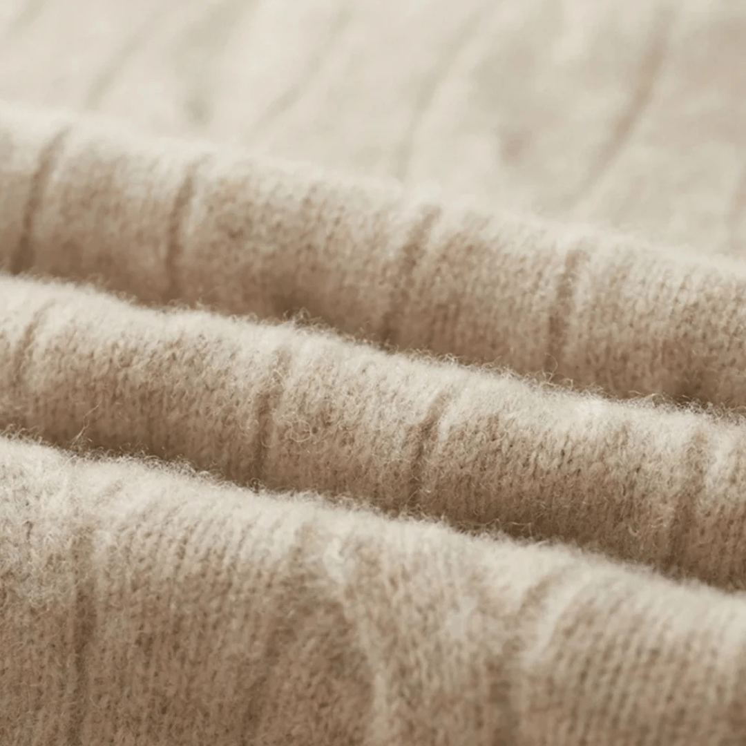 Half Zip Merino Wool Sweater in Cable Knit