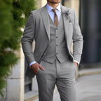Men's Slim Fit 3 Piece Suit Set Cotton