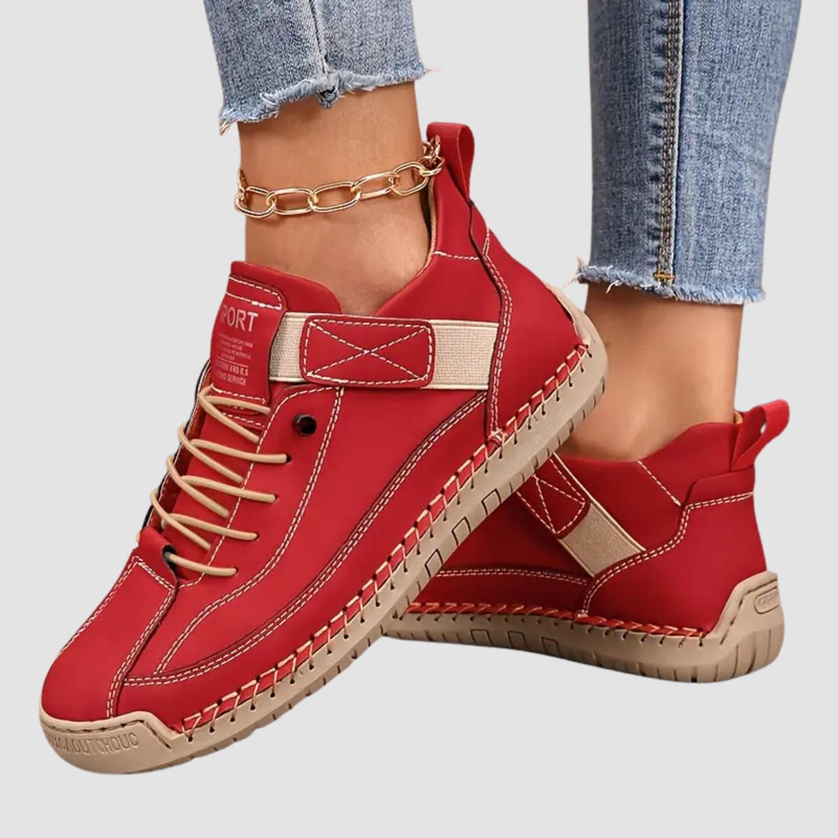 Breathable Leather Sneakers with EVA Sole