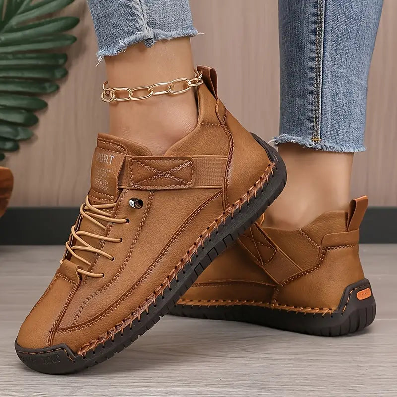 Breathable Leather Sneakers with EVA Sole