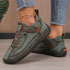 Breathable Leather Sneakers with EVA Sole