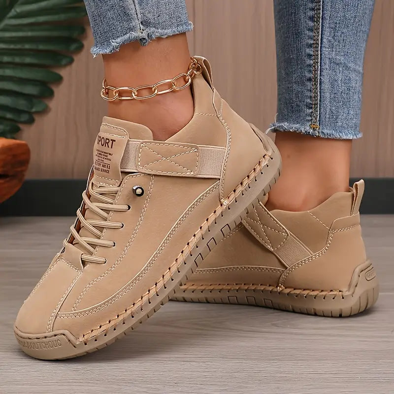 Breathable Leather Sneakers with EVA Sole