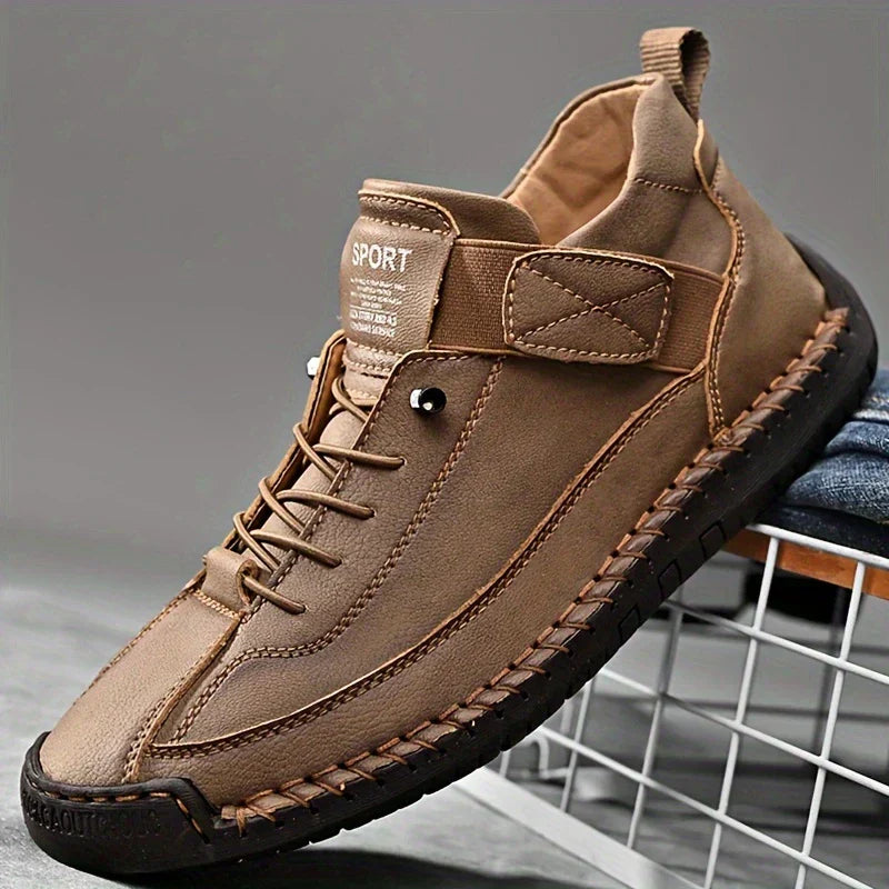 Breathable Leather Sneakers with EVA Sole