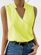 Sleeveless V-Neck Wrap Blouse