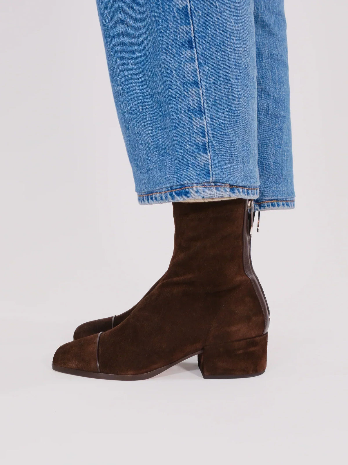Women's faux suede block heel ankle boots