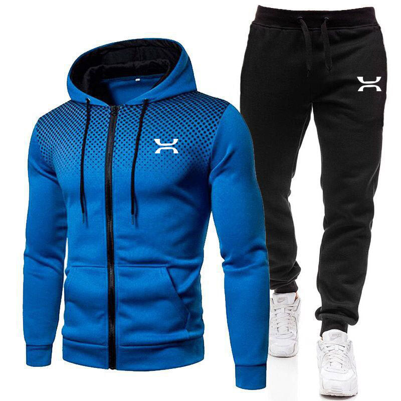 Full-Zip Hoodie Tracksuit Set for Men