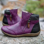 Waterproof orthopedic ankle boots with non-slip sole in lilac