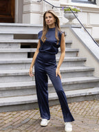 Sleeveless Satin-Look Wide-Leg Jumpsuit