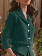 Women's Knit Cardigan with Wide Lapel Collar