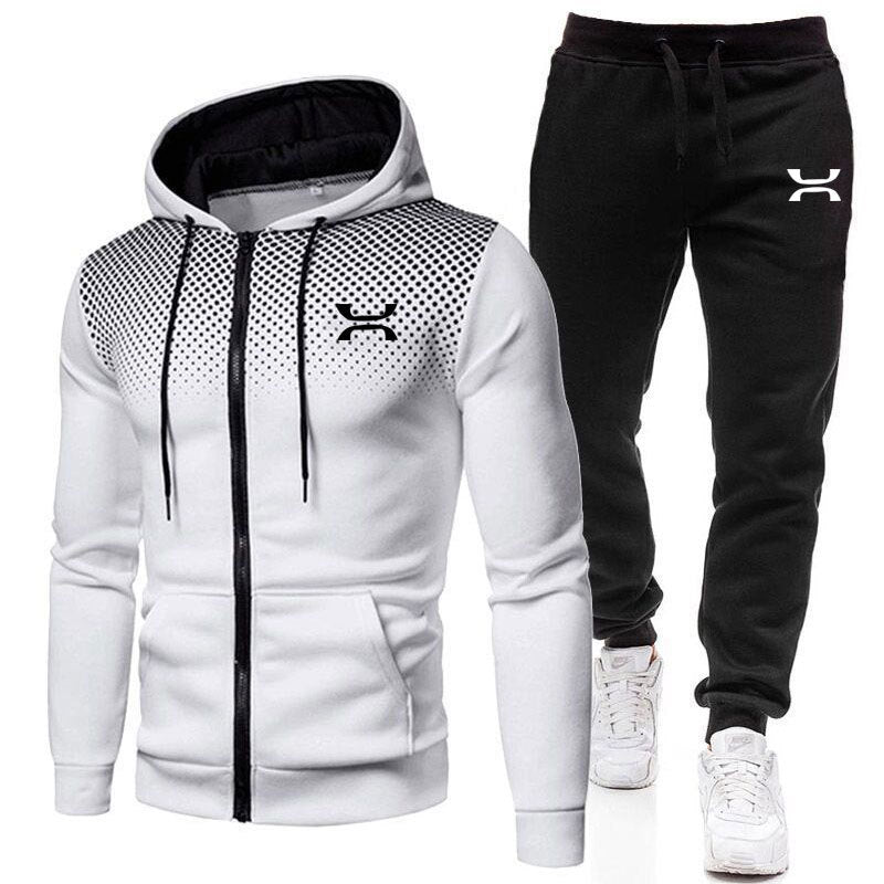 Full-Zip Hoodie Tracksuit Set for Men