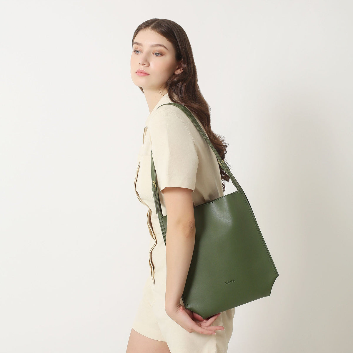 Vegan leather shoulder tote bag