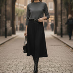 Pleated Midi Skirt Women High Waist