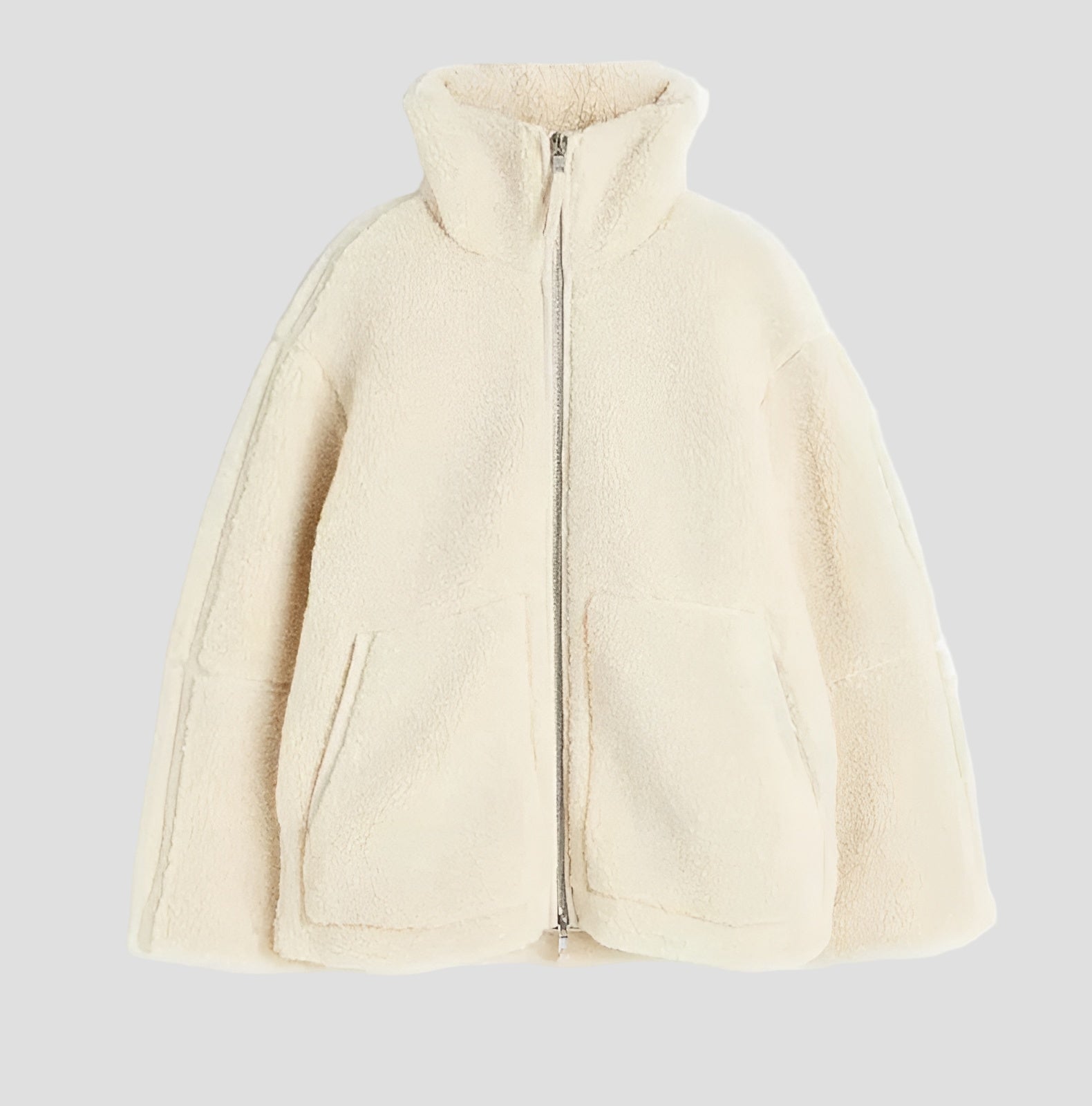 Sherpa Teddy Oversized Jacket with High Collar
