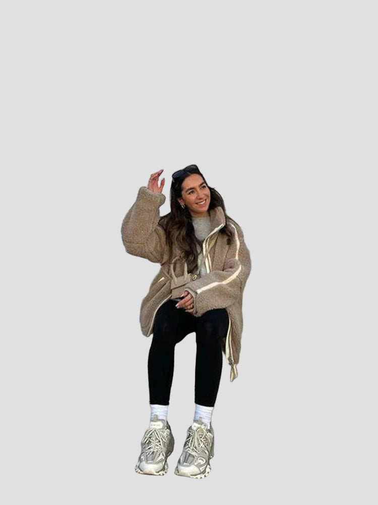 Sherpa Teddy Oversized Jacket with High Collar