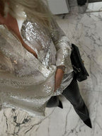 Oversized Women's Blouse with Glitter Detail 2
