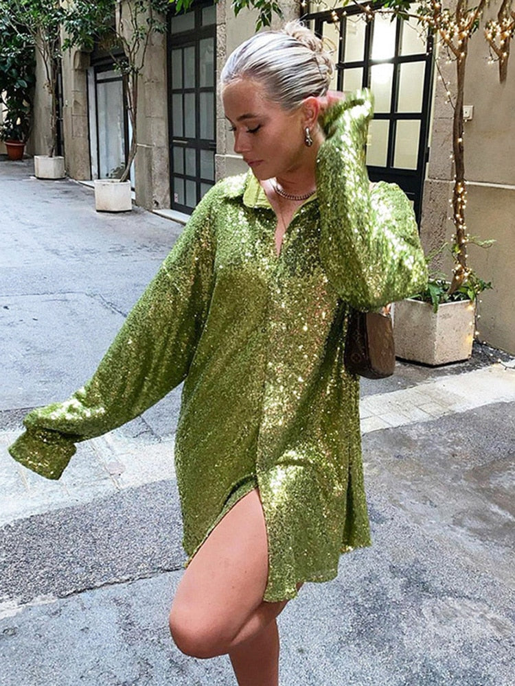 Oversized Women's Blouse with Glitter Detail 3