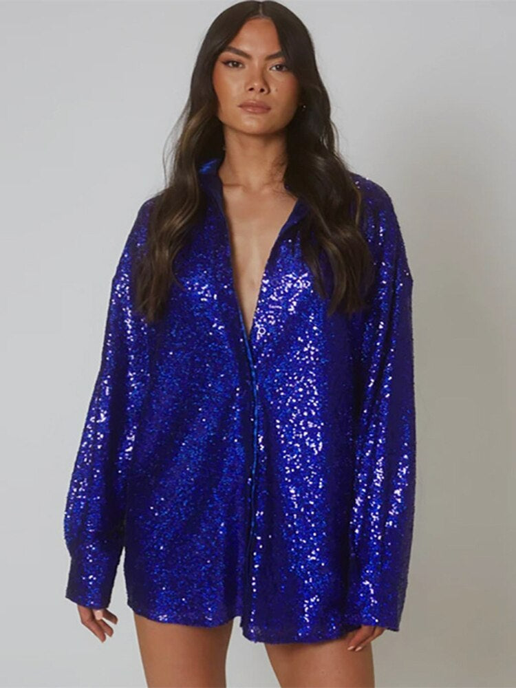 Oversized Women's Blouse with Glitter Detail 5