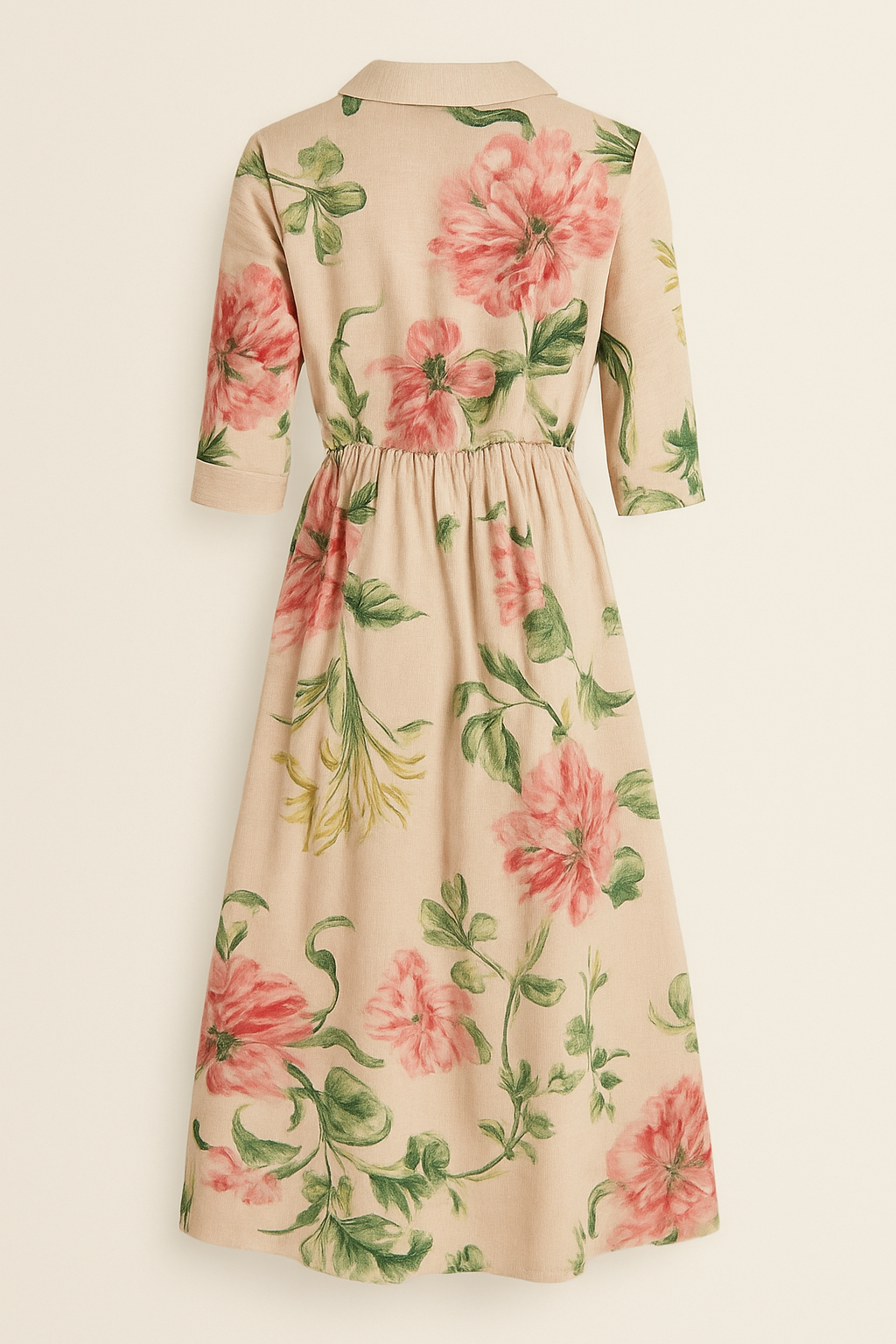 Floral Midi Dress Women Button Front