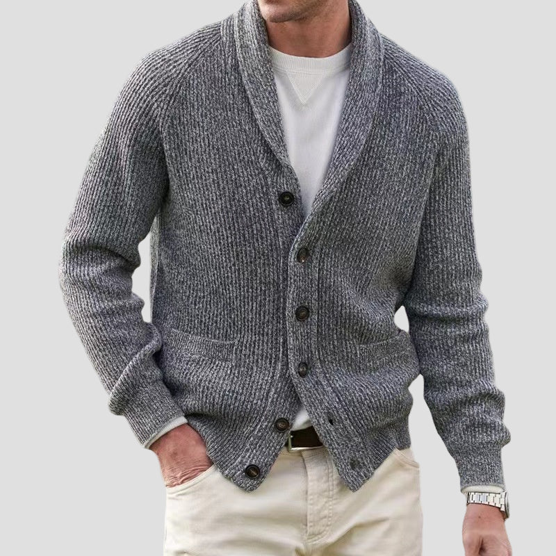 Wool Mens Shawl Collar Cardigan Sweater