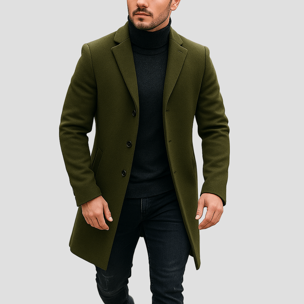 Men's Long Wool Overcoat