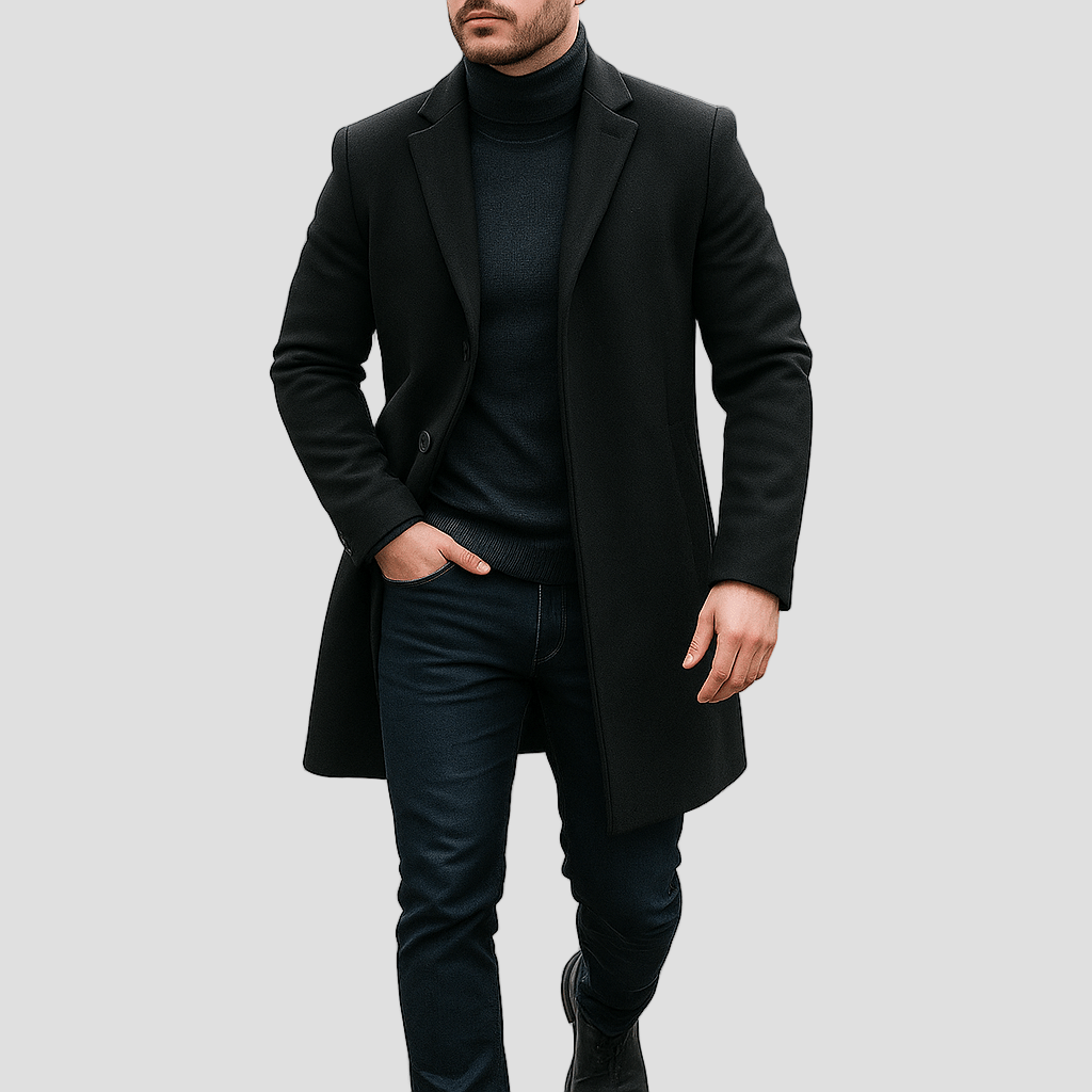Men's Long Wool Overcoat