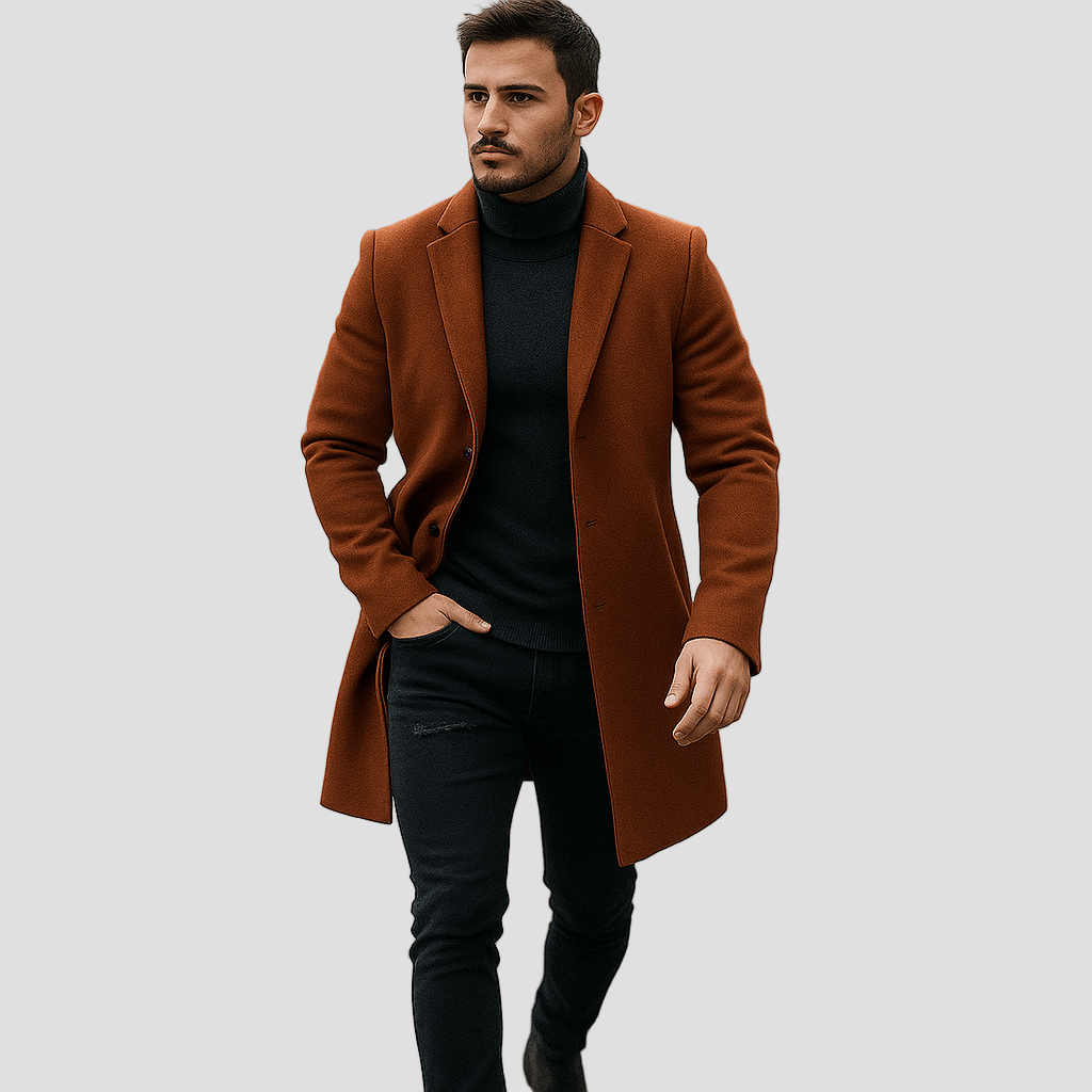 Men's Long Wool Overcoat