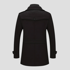 Black Wool Coat with Double Collar