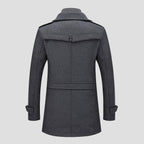 Black Wool Coat with Double Collar