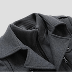 Black Wool Coat with Double Collar