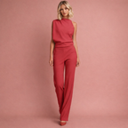 Women's Sleeveless Wide-Leg Jumpsuit Mock Neck