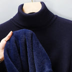 Merino wool turtleneck sweater with ribbed collar