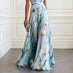 Women's elegant floral wrap maxi dress for wedding guests