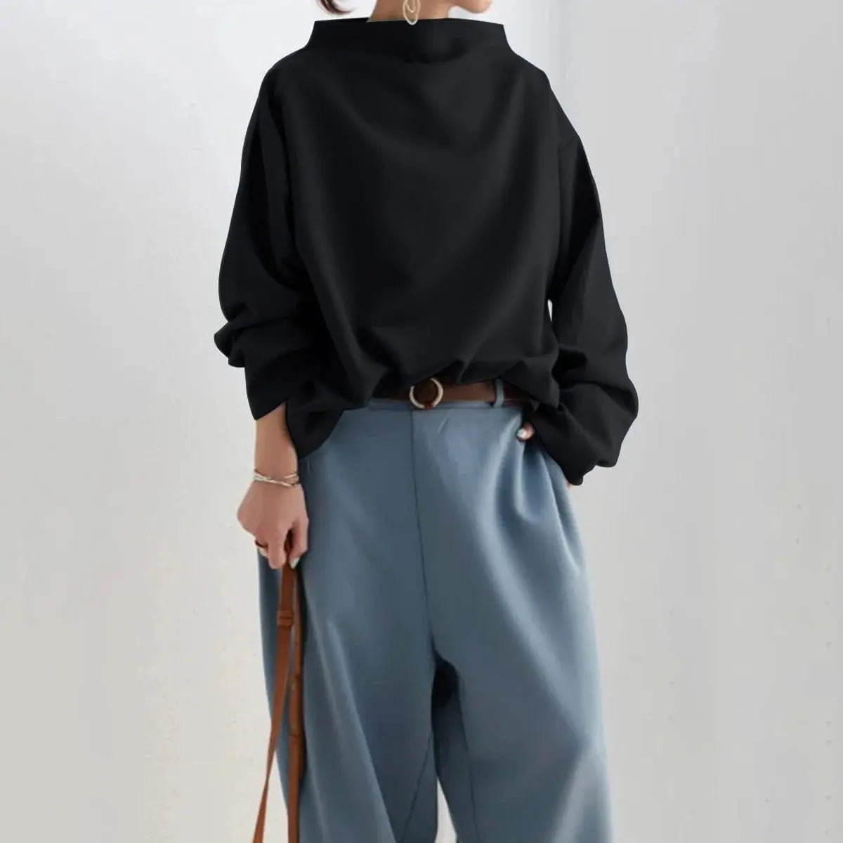 High neck fine knit top