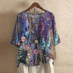 Women's Vintage Floral Print Blouse