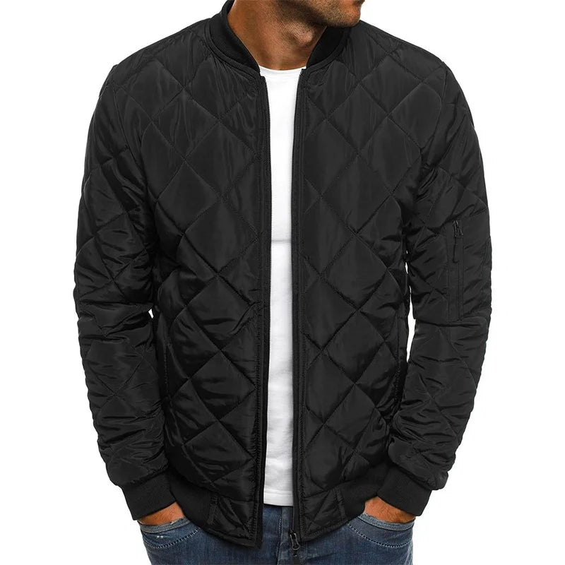 Men's diamond pattern layering jacket for the season in black