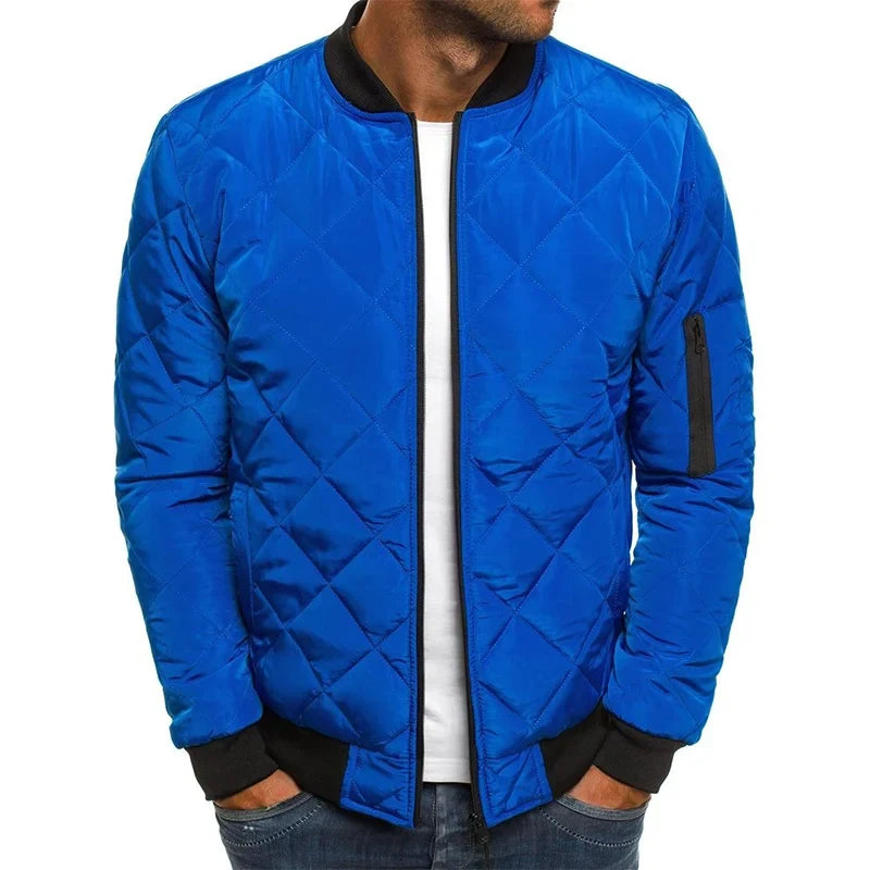 Men's diamond pattern layering jacket for the season in blue