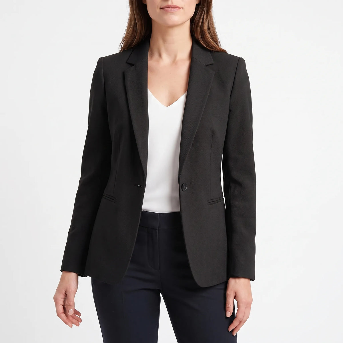 Women's tailored single breasted blazer in black
