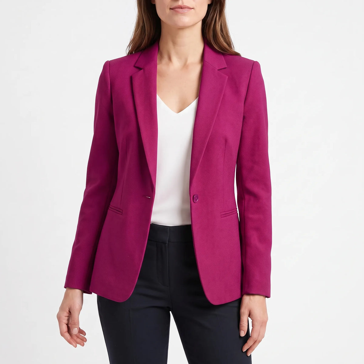 Women's tailored single breasted blazer in purple